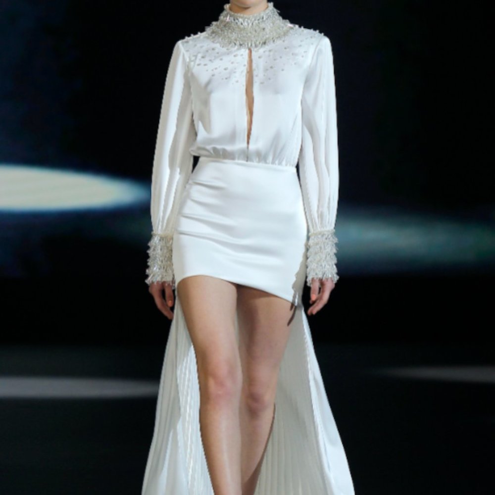 Isabel Sanchis - Caiazzo Embellished Long Sleeve Cocktail Dress